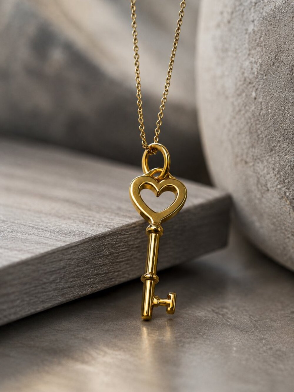 Tiffany & Co. 18kt Small Key Pendant on 18" Tiffany Chain